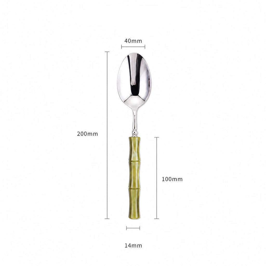 Olive Acrylic Bamboo-Shape Cutlery Set — 6 Piece
