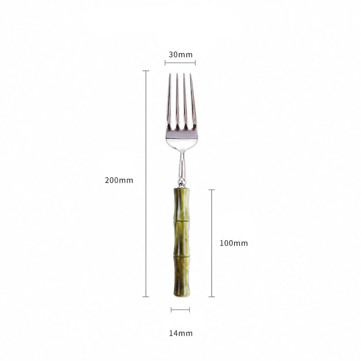 Olive Acrylic Bamboo-Shape Cutlery Set — 6 Piece