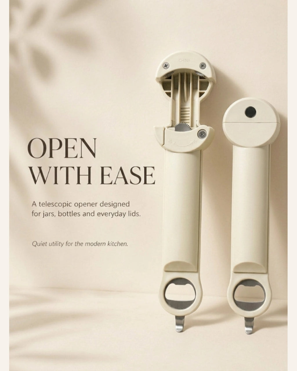 Telescopic jar opener with magnetic fridge storage