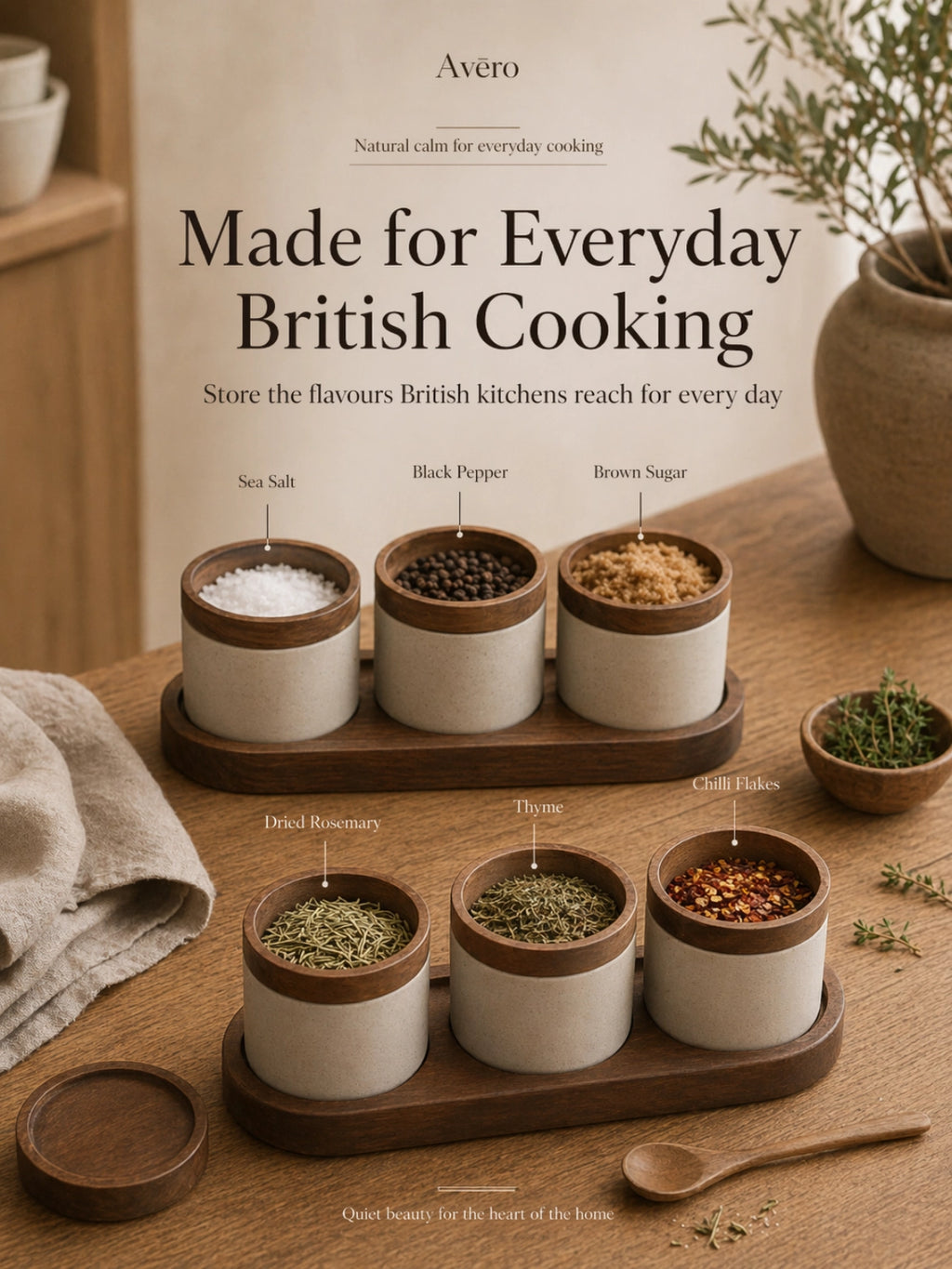 Ceramic condiment jar set with matching tray