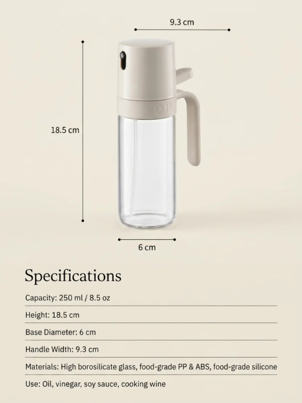 250 ml glass oil sprayer bottle with trigger nozzle