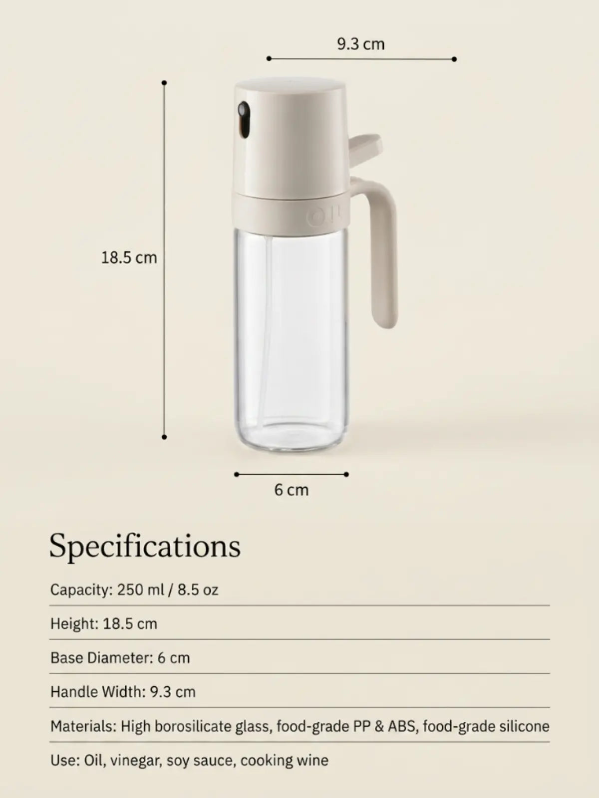 250 ml glass oil sprayer bottle with trigger nozzle