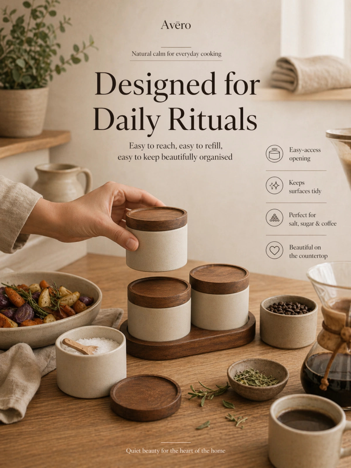 Ceramic condiment jar set with matching tray