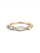 Aurora Garland Ring in gold-toned S925 sterling silver with oval and round opals