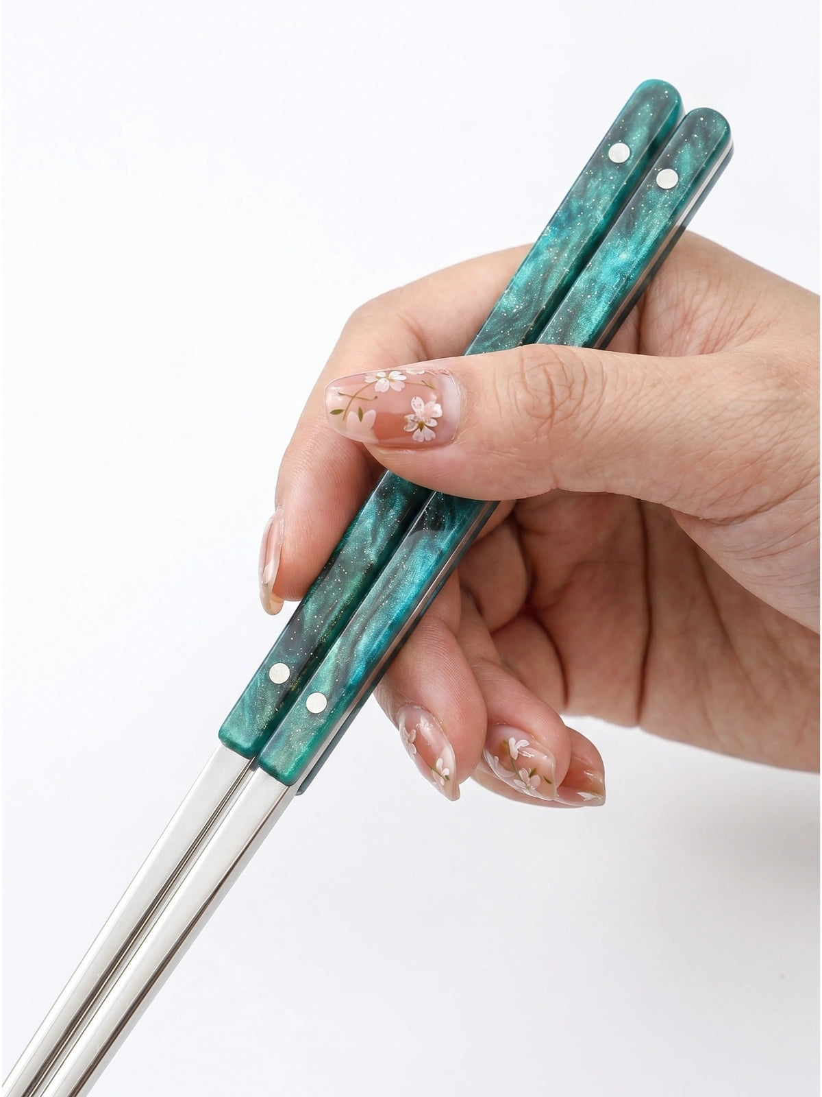 Lustre Acrylic Handle Stainless Steel Chopsticks
