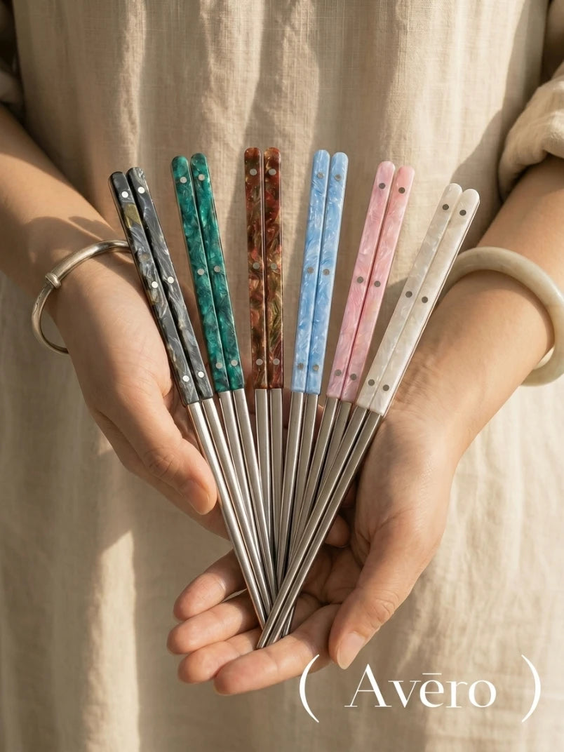 Lustre Acrylic Handle Stainless Steel Chopsticks