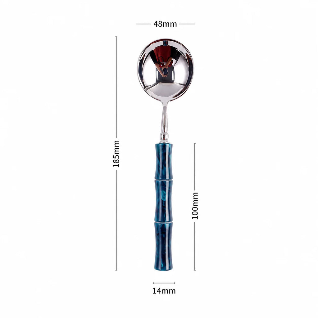 Peacock Blue Acrylic Bamboo-Shape Cutlery Set — 6 Piece