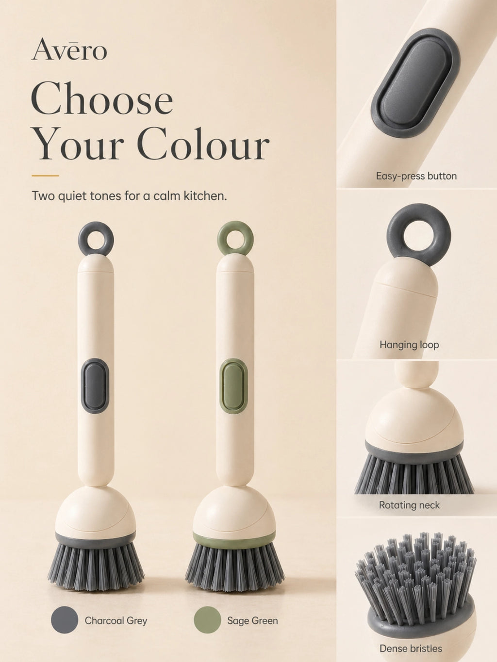 Adjustable soap dispensing dish brush with refillable handle
