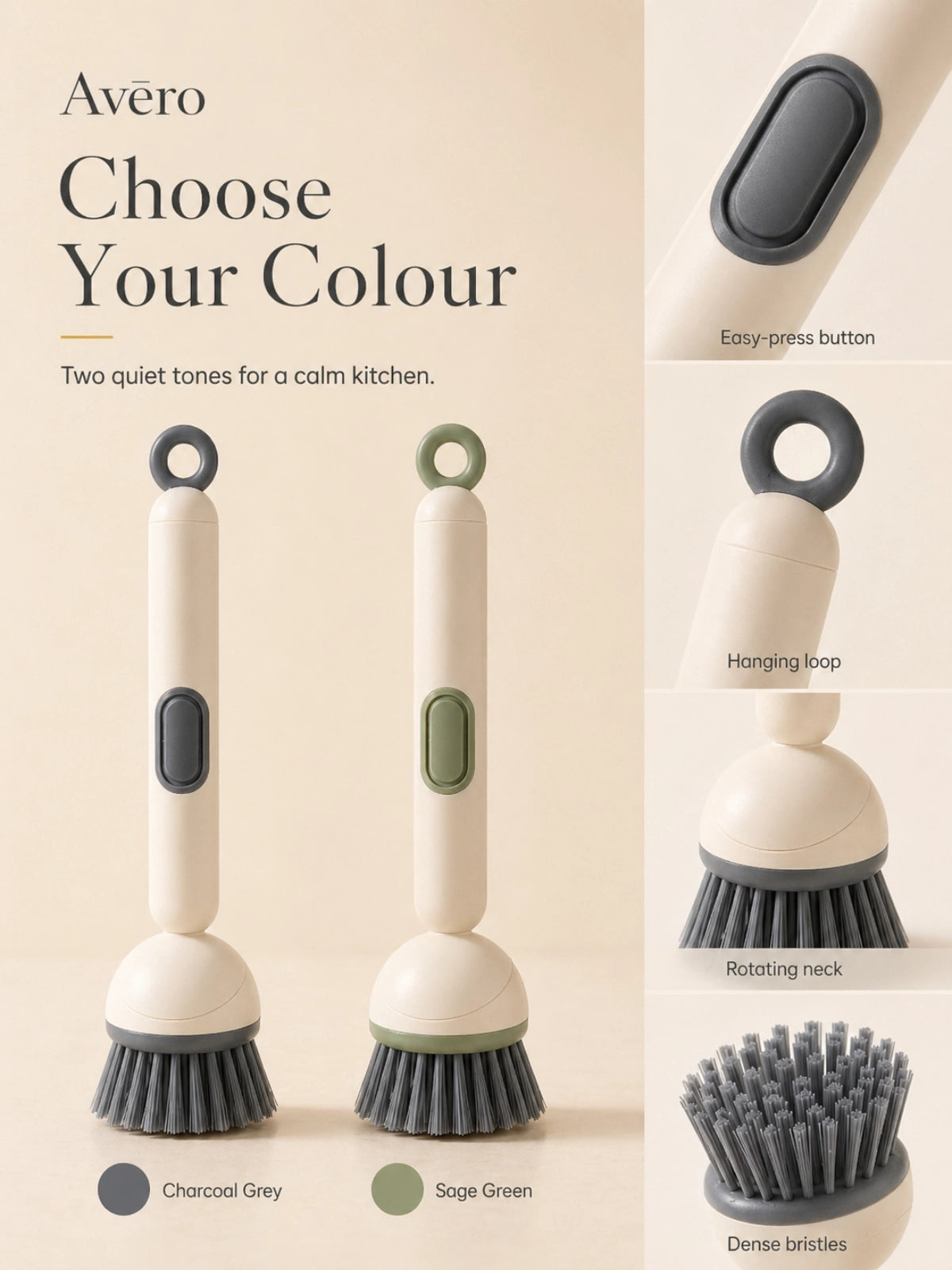 Adjustable soap dispensing dish brush with refillable handle