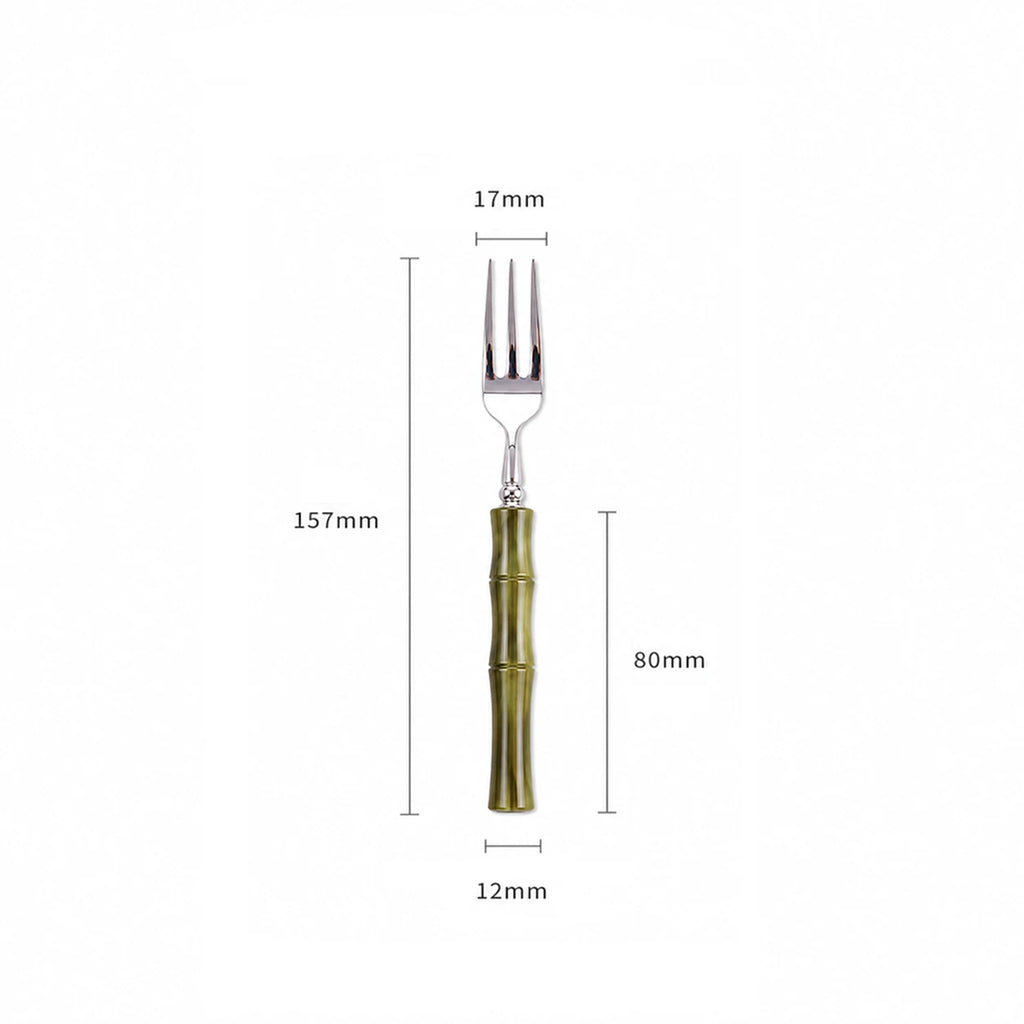 Olive Acrylic Bamboo-Shape Cutlery Set — 6 Piece