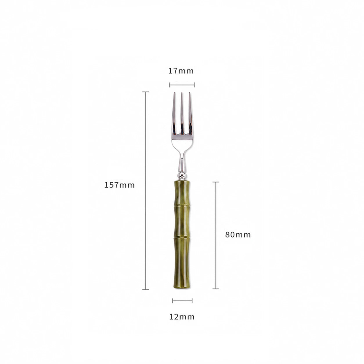 Olive Acrylic Bamboo-Shape Cutlery Set — 6 Piece