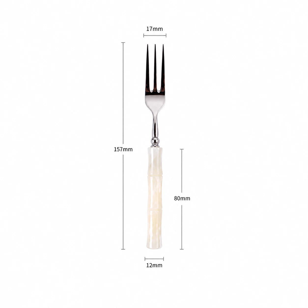 Pearl White Acrylic Bamboo-Shape Cutlery Set — 6 Piece