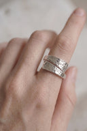 Crossed Hammered Silver Ring