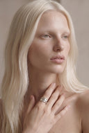 Crossed Hammered Silver Ring