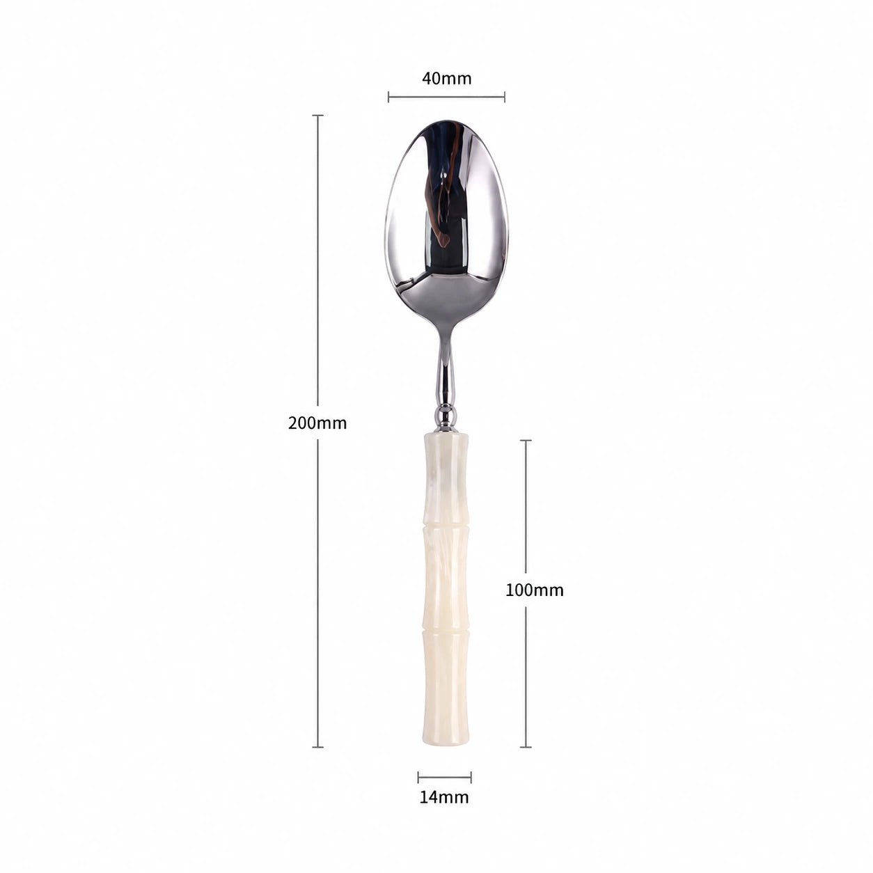 Pearl White Acrylic Bamboo-Shape Cutlery Set — 6 Piece
