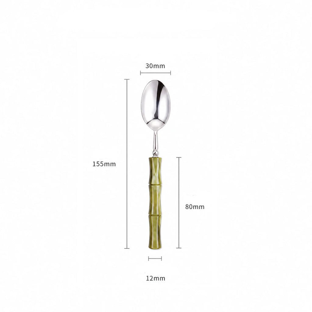 Olive Acrylic Bamboo-Shape Cutlery Set — 6 Piece