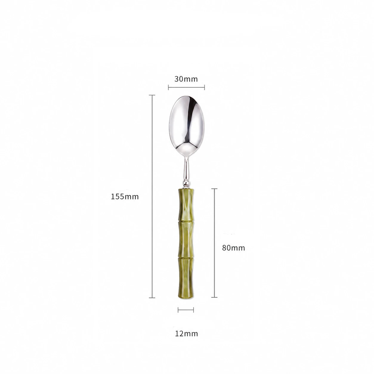 Olive Acrylic Bamboo-Shape Cutlery Set — 6 Piece