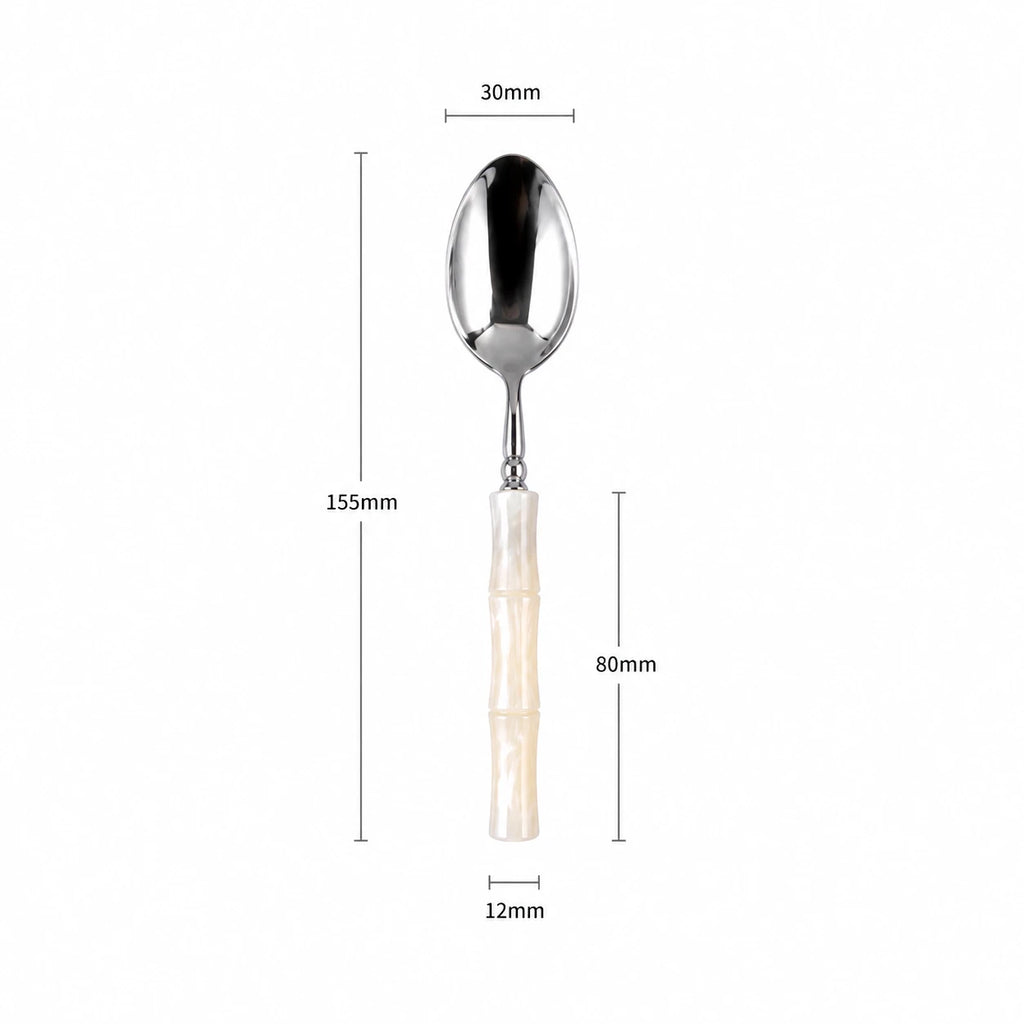 Pearl White Acrylic Bamboo-Shape Cutlery Set — 6 Piece