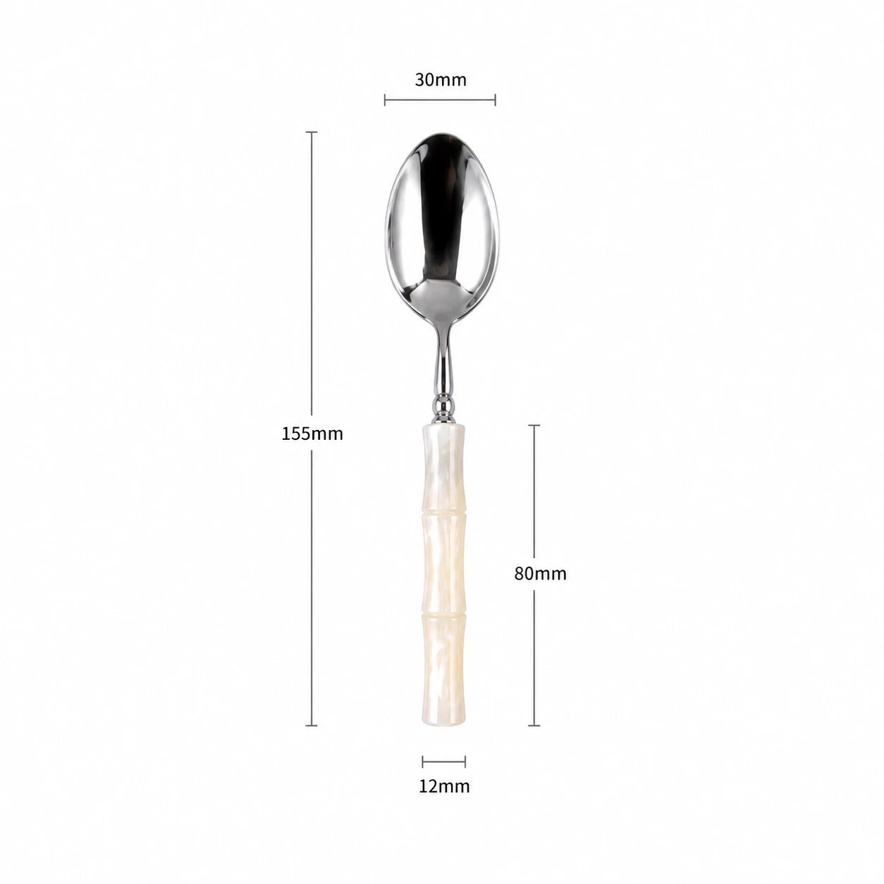 Pearl White Acrylic Bamboo-Shape Cutlery Set — 6 Piece