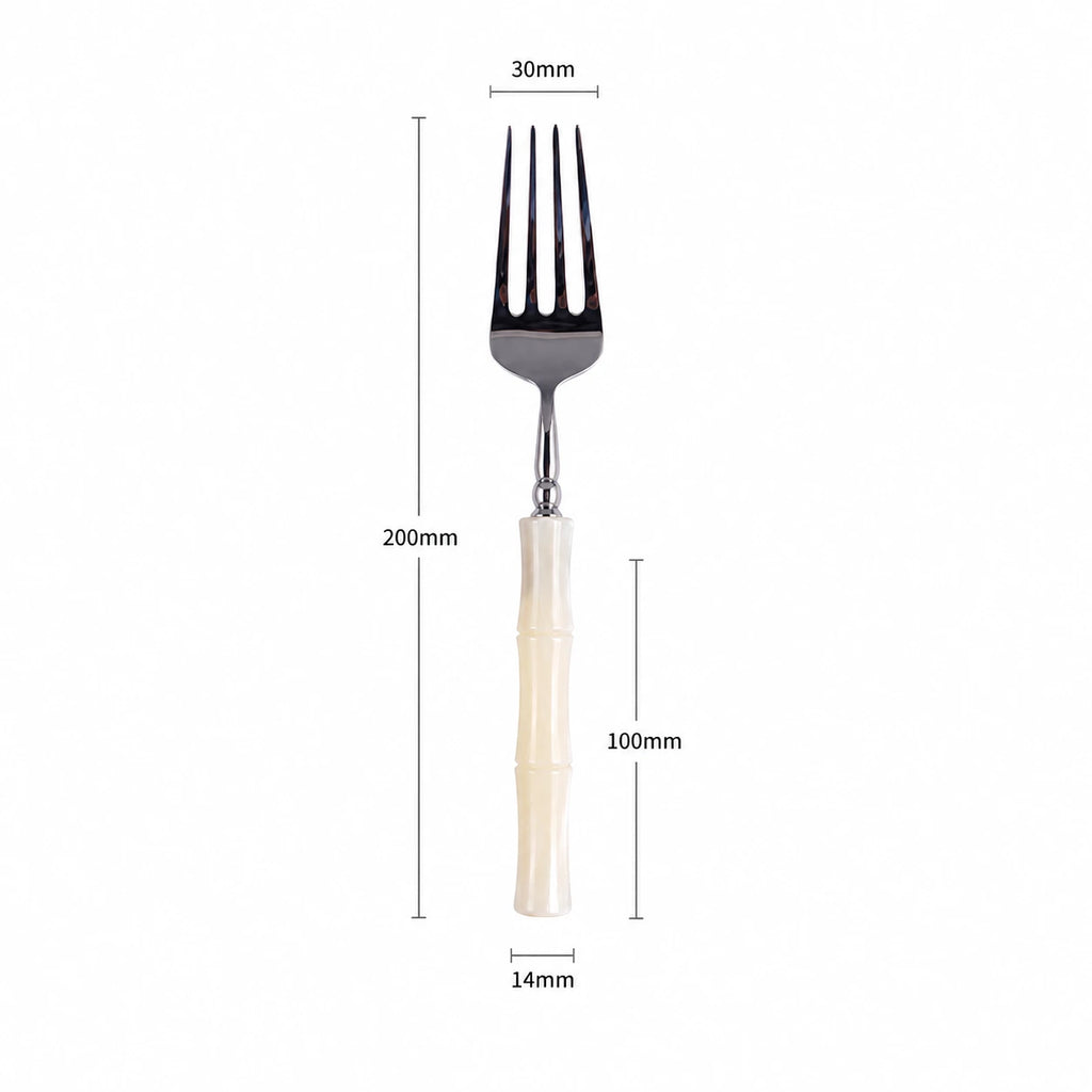 Pearl White Acrylic Bamboo-Shape Cutlery Set — 6 Piece