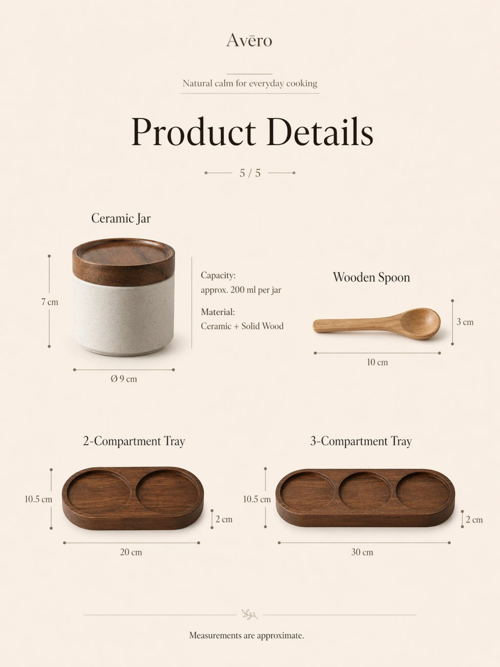 Ceramic condiment jar set with matching tray