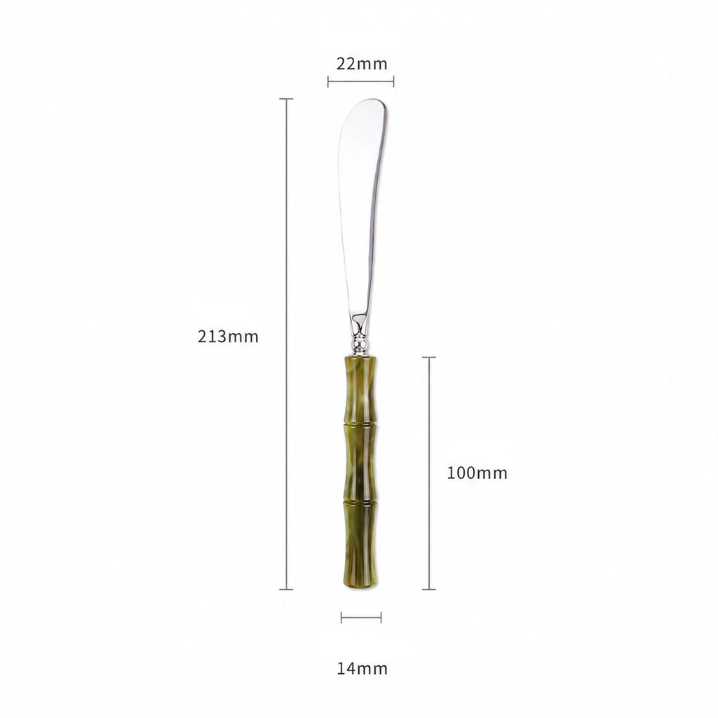 Olive Acrylic Bamboo-Shape Cutlery Set — 6 Piece
