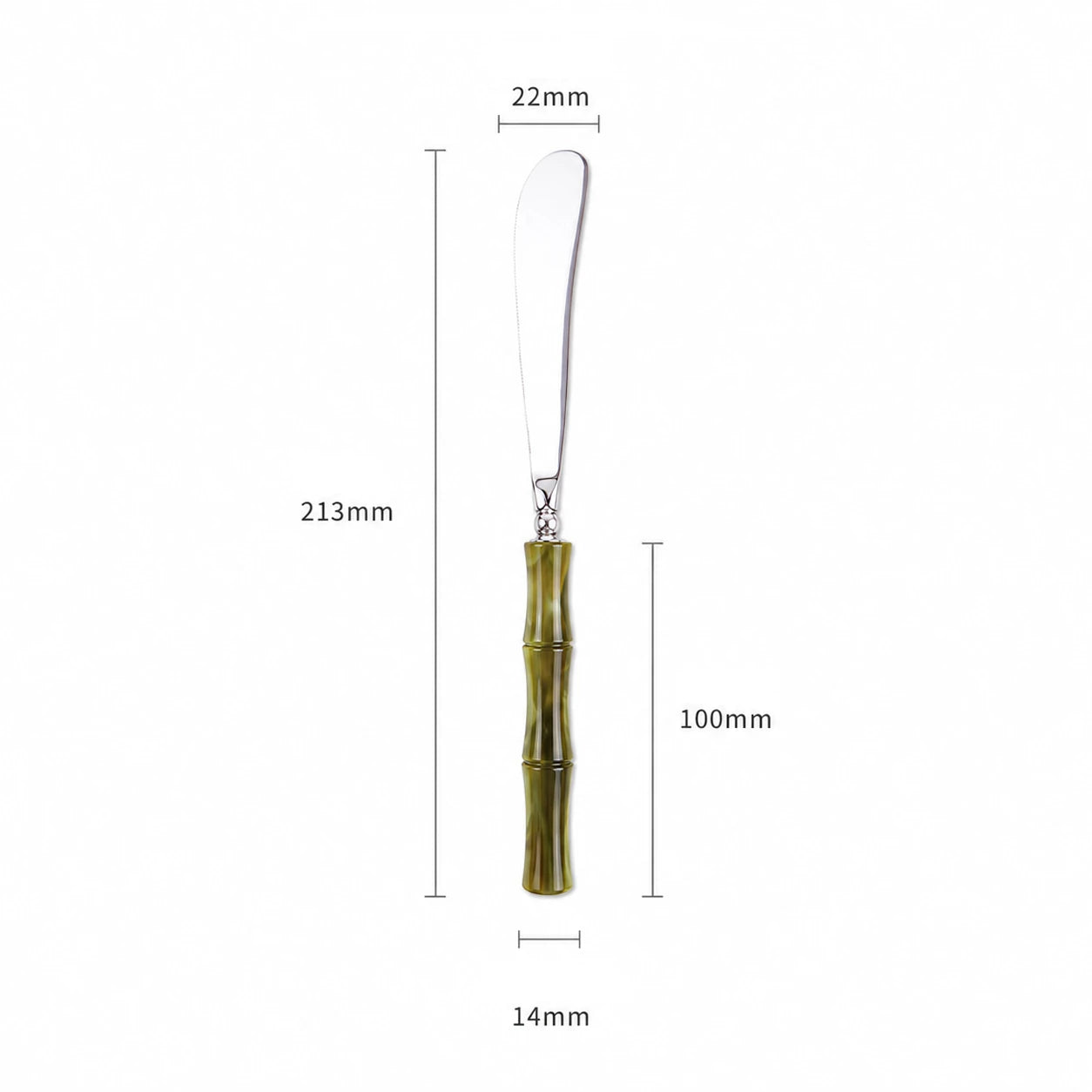 Olive Acrylic Bamboo-Shape Cutlery Set — 6 Piece