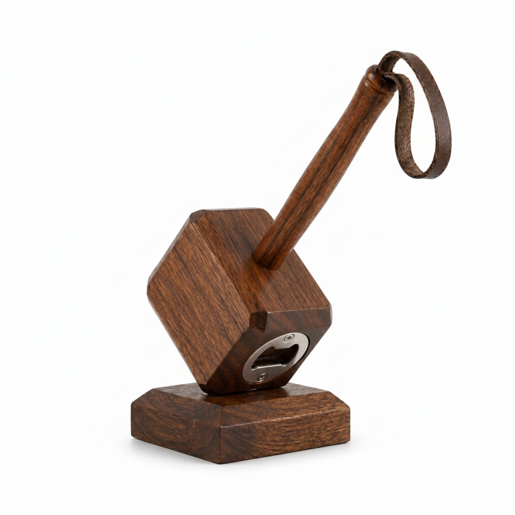 Magnetic Wooden Hammer Bottle Opener